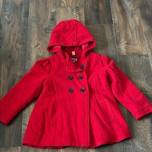Old Navy Bright Red girls Pea Coat sz 5
